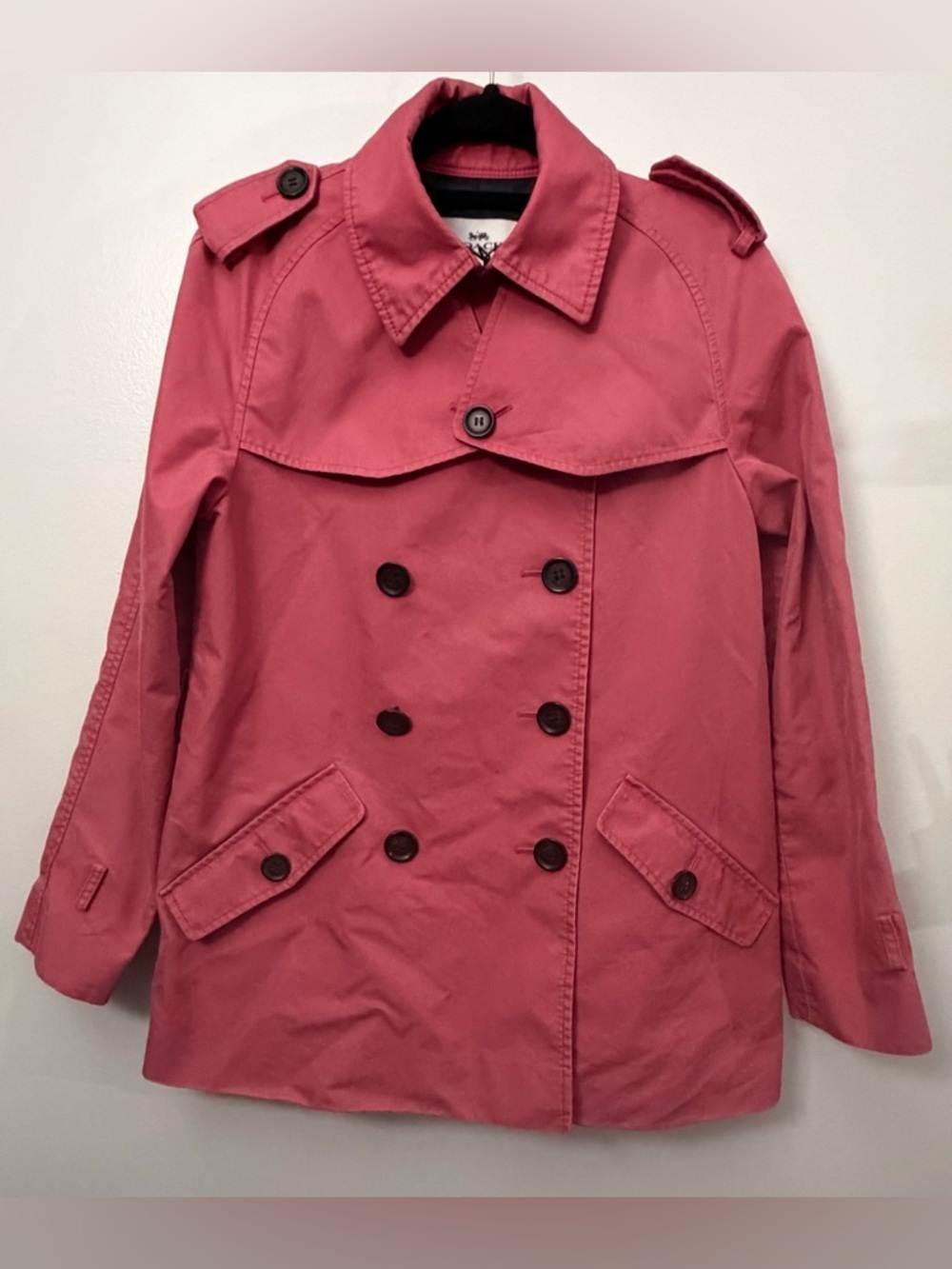 Coach Double-Breasted Trench Coat in Rose Pink